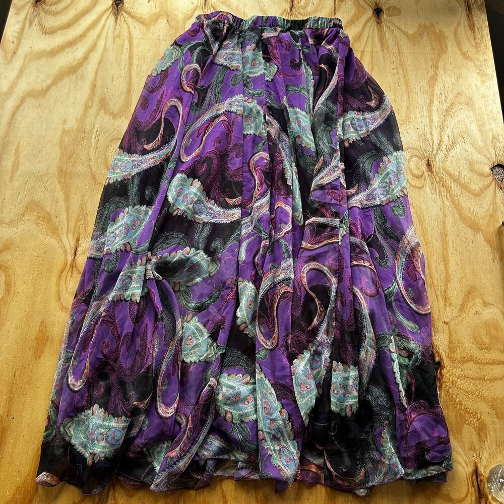 Chicwish Purple Paisley Flowy Maxi Skirt - XL